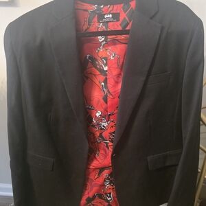 Batman Black Blazer with Red Graphic Lining